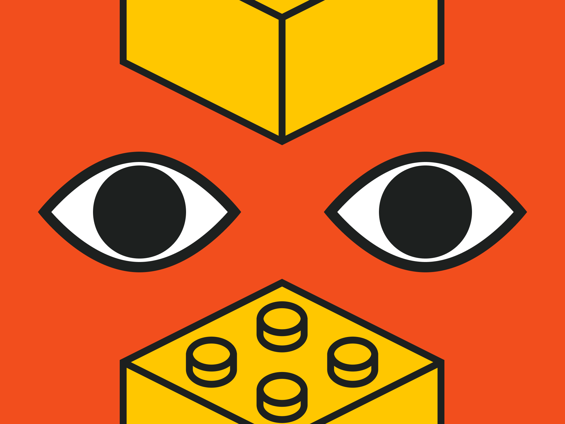 Augen und Lego Bausteine auf rotem Hintergrund zum Beitrag digitale Disruption